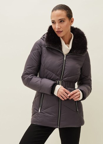 Phase Eight Krissy High Shine Puffer Coats Blue/Grey Canada | KHMSGV-760